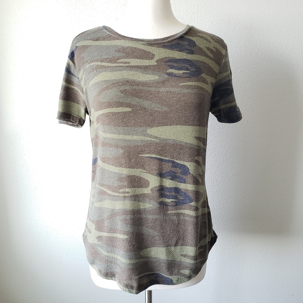 Z Supply Camouflage Short Sleeve Tee in Olive and Brown